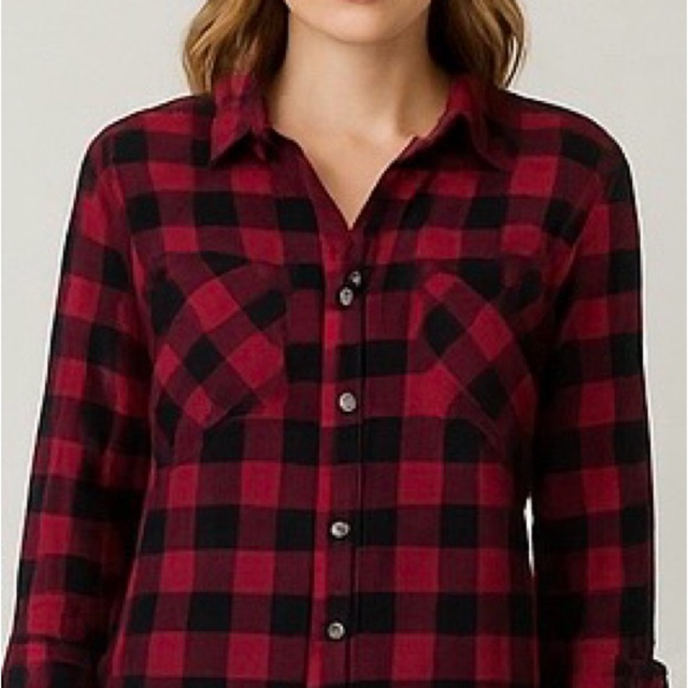 Plaid Button-Up Women's Top